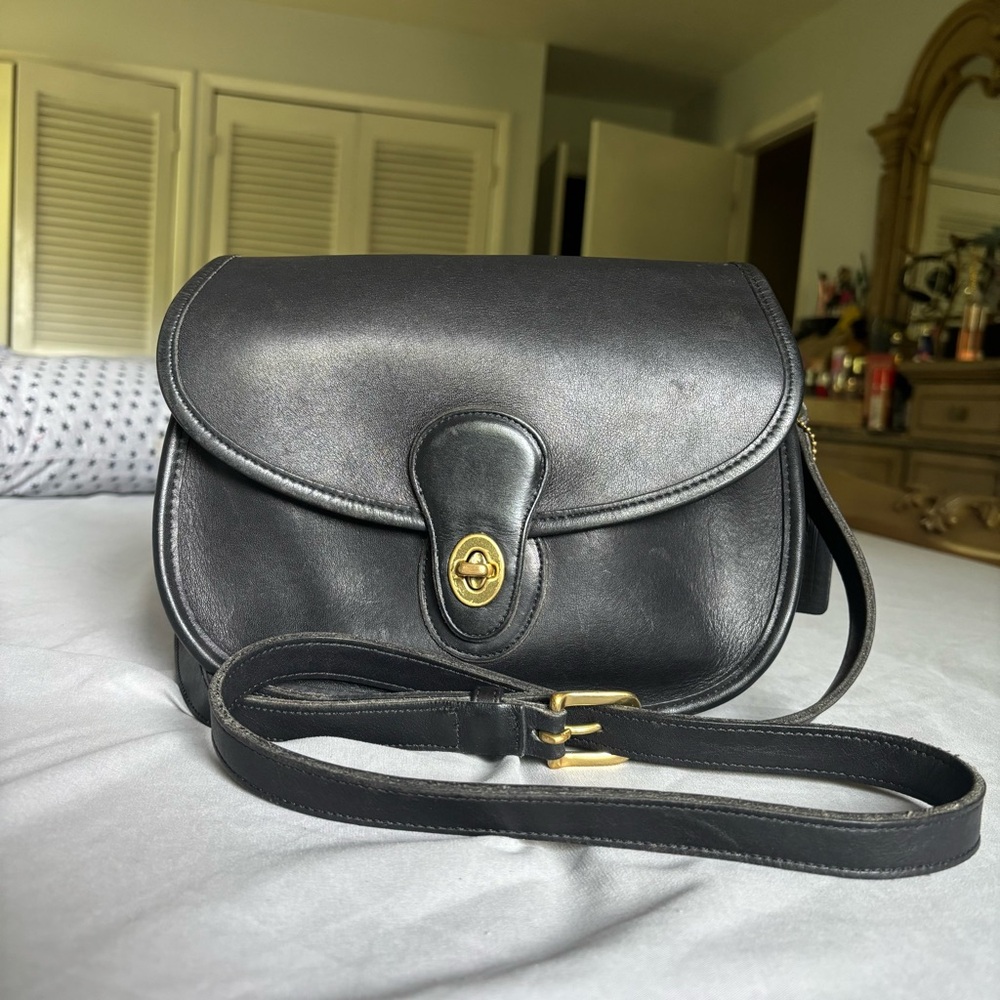 Coach Vintage Black Leather Prairie Bag Crossbody Shoulder Purse 9954